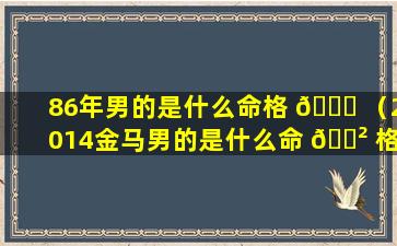 86年男的是什么命格 🐞 （2014金马男的是什么命 🌲 格）